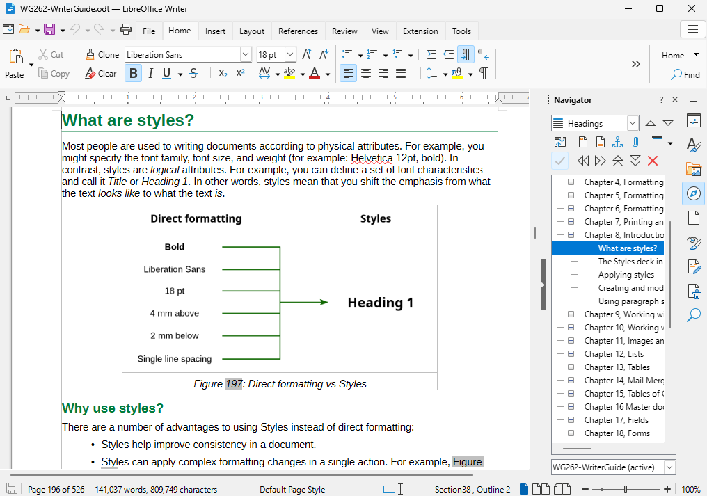 Captura de tela do Writer